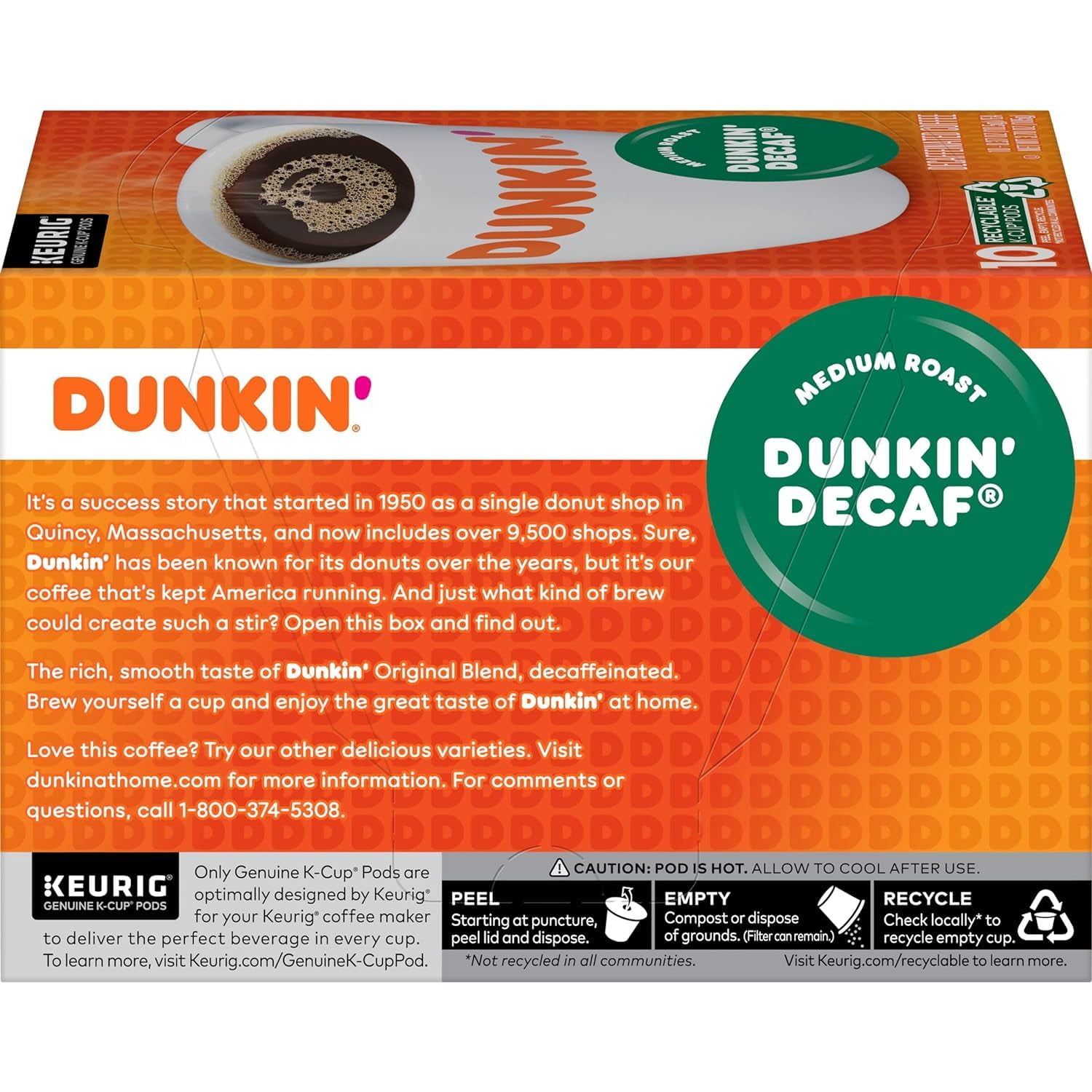 Dunkin Donuts Decaf Original Flavor Coffee K-Cups For K Cup Brewers, Packaging May Vary ( Count)