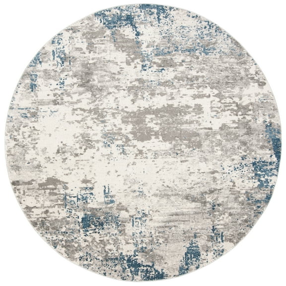 SAFAVIEH Invista Sylvester Abstract Area Rug, Grey/Blue, 6'7" x 6'7" Round