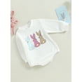 thumbnail image 3 of Bagilaanoe Newborn Baby Girl Easter Rompers Rabbits Print Long Sleeve Bodysuits 6M 12M 18M 24M Infant Casual One Piece Short Jumpsuit, 3 of 8
