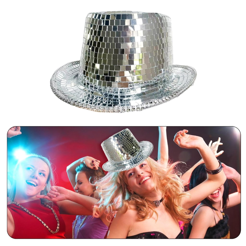 WINDLAND Sparkly Mirrored Panama Hat Reflective Top Hat for Bachelorette Party
