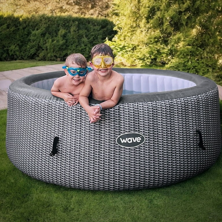 Wave Atlantic Portable 4-Person Round Inflatable Hot Tub for Patio