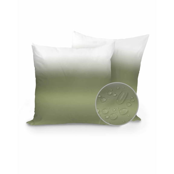 Outdoor Pillows Waterproof, Dark Sage Green Ombre Throw Pillows with Inserts Included, Modern Abstract Gradient Indoor Outdoor Decorative Lumbar Pillow for Bed/Couch/Patio 16"x16", 2Pcs