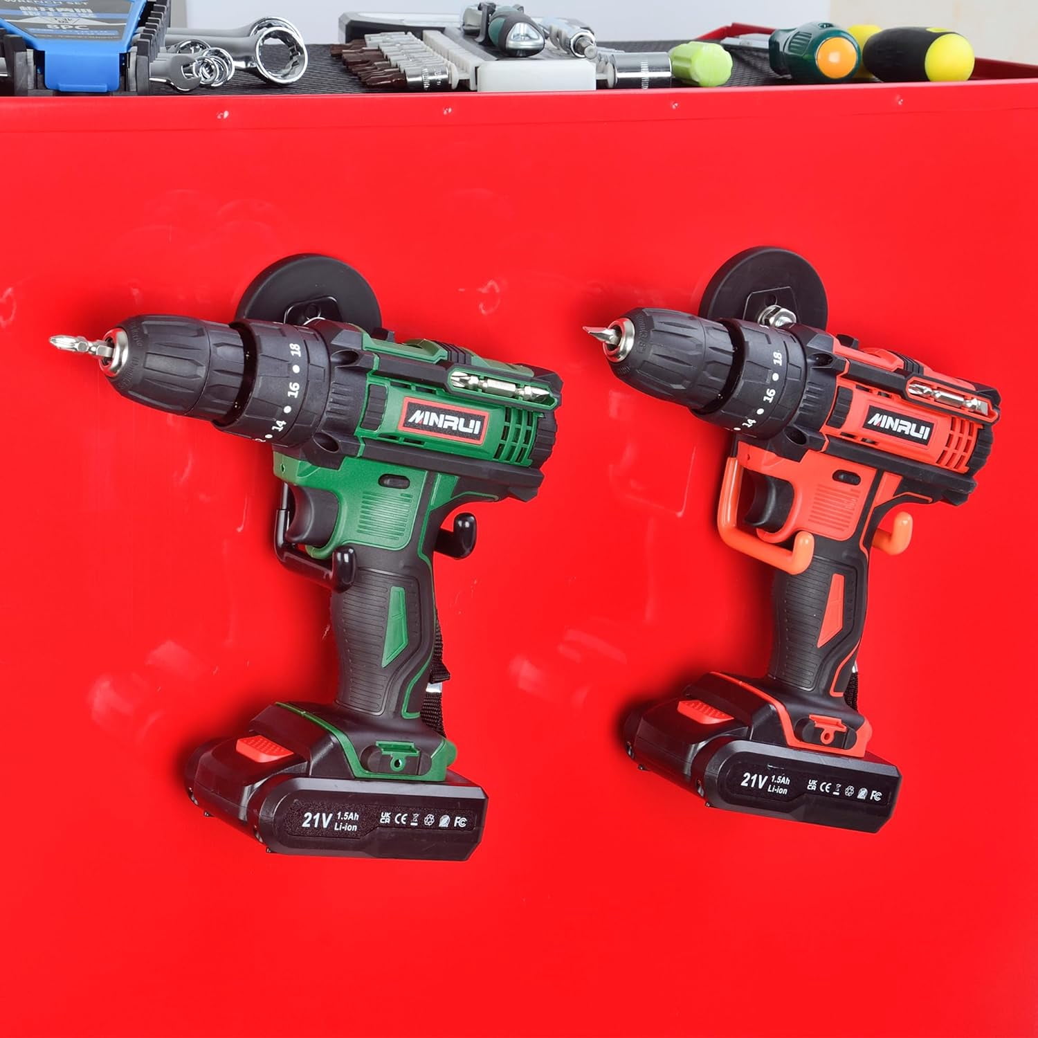 Heavy-duty magnetic hook, 2 piece set anti-slip storage magnetic hook for organizer, magnetic installation garage dual-use hook hanging impact drill garden water hose hardware box
