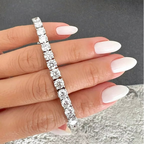 14CT Round Cut Diamond 14K White Gold Plated 4MM 7 Inch Silver Women's Tennis Bracelet