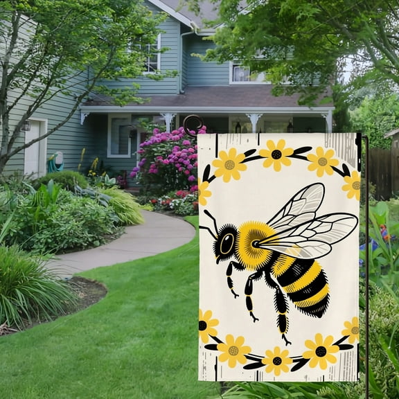 Spring Summer Garden Flag Double Sided Spring Honey Bee Daisy Flowers Welcome Yard House Outside Outdoor Decoration,12*18 inch