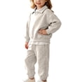 thumbnail image 2 of Spazoro Toddler Girls 2PC Outfit Sets, Solid Color Long Sleeves Soft & Comfy Activewear Casual Sweatshirt and Pants Sets for Fall Winter Beige Size 4 T, 2 of 8