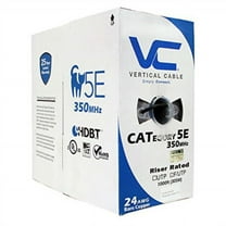 Vertical Cable Cat5e, 350 MHz, Shielded, 24AWG, Solid Bare Copper, 1000ft, Black, Bulk Ethernet Cable