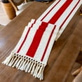 thumbnail image 5 of Boho Macrame Table Runner with Tassels Red Green Table Runner for Farmhouse Home Decor Table Runner for Bohemian Christmas Dining Bedroom Decor 13x72inches, 5 of 6