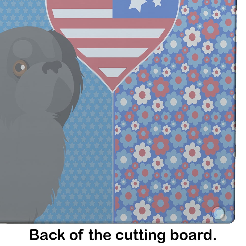 Black Pekingese Glass Cutting Board Large 12 in x 15 in