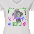 thumbnail image 4 of Inktastic Orlando Florida Cute Swimming Manatee Women's V-Neck T-Shirt, 4 of 5