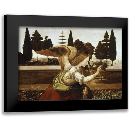 Da Vinci, Leonardo 14x11 Black Modern Framed Museum Art Print Titled - Annunciation - Detail