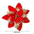 thumbnail image 3 of TOPRenddon 6 Pcs Glitter Poinsettia 5.5" Artificial Flowers Christmas with Clips Stems Xmas Tree Ornaments for Wedding Party Wreath Decoration, 3 of 6