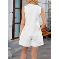 thumbnail image 4 of Women'S Summer Casual Rompers Lace-Up Short Loose Linen Jumpsuit Beach Outfits Travel Vacation Clothes White XXL, 4 of 8