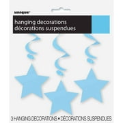 26" Light Blue Star Hanging Decorations, 3-Count