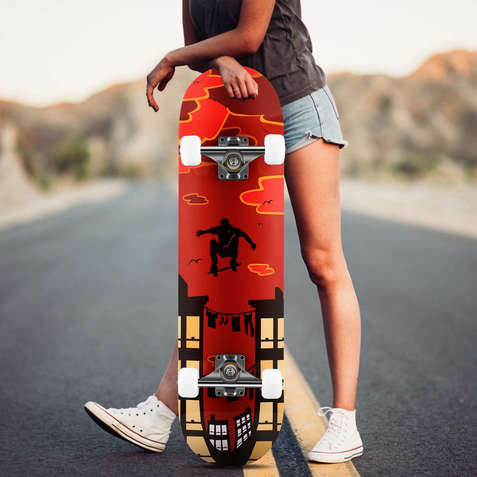 31" Girl/Boy Complete Skateboard Maple Wood Longboard Skate Board New Year Gift 