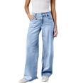 thumbnail image 7 of Women's High Waisted Wide Leg Jeans, Baggy Mom Jeans, Straight Leg Denim Pants for Casual Wear, Street Style and Daily Outfits, Classic Five Pocket Design-Light Blue, 7 of 7