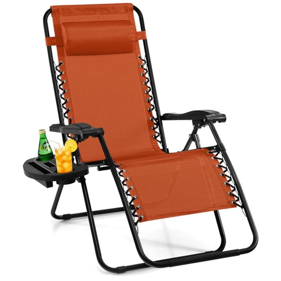 Resenkos Folding Chairs, Patio Outside Chairs, Lawn Chairs,2 Pieces Folding Lounge Chair with Zero Gravity-Orange