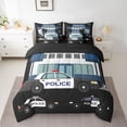 thumbnail image 2 of Homewish Cartoon Police Car Bedding Comforter Set 7 Pieces for Boys, Cute Truck Full Bedding Set, Kawaii Vehicle Theme Reversible Fitted Sheet Flat Sheet, Lightweight Room Decor, 2 of 7