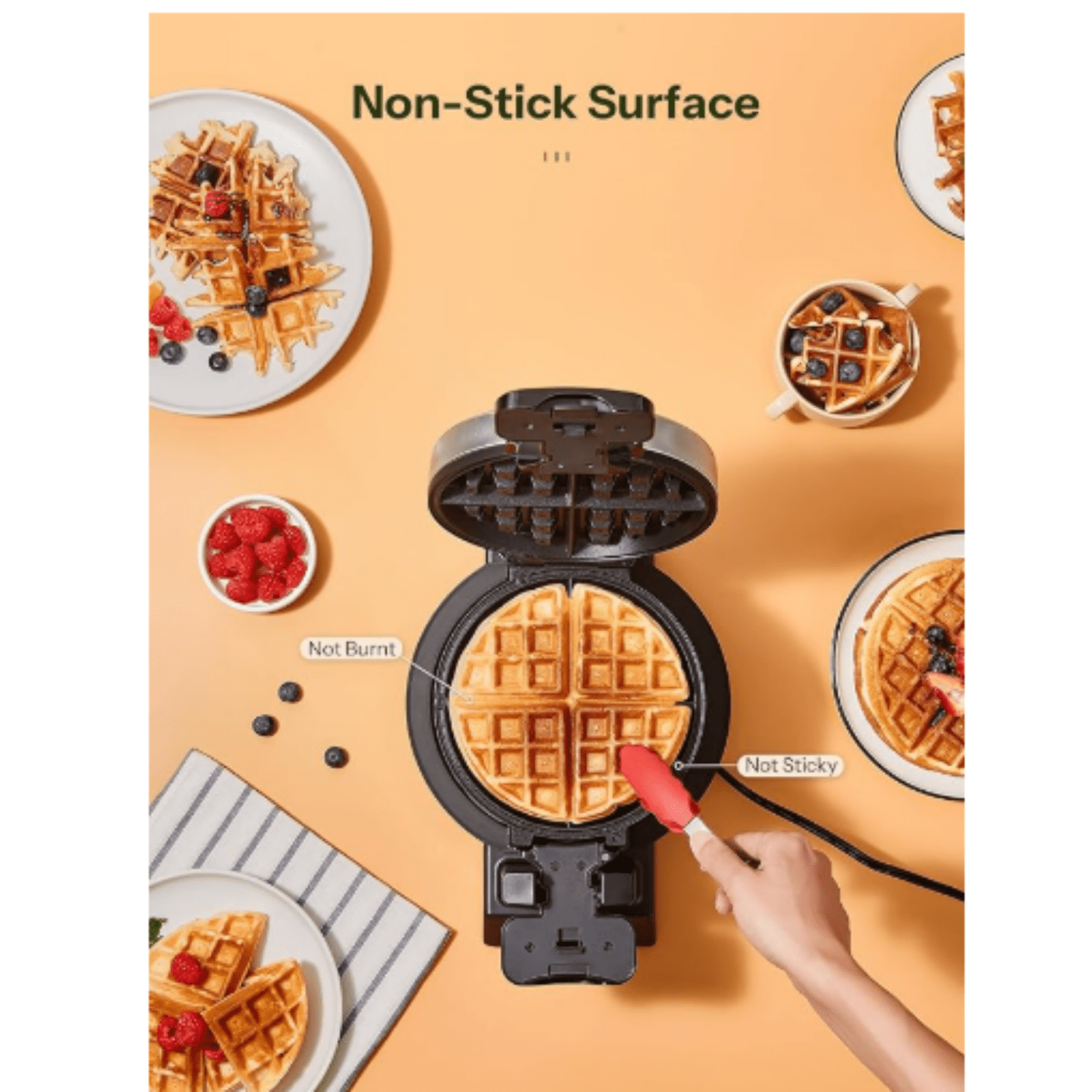 Classic Waffle Iron, Double Belgian Waffle Maker 180°Flip, 1400W Waffle Iron 8 Slices, Rotating & Nonstick Plates with Removable Drip Tray, Cool Touch Handles, Stainless Steel (8 Slices)