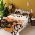 thumbnail image 3 of Ambesonne Orange Black Fitted & Top Sheet Set with Shams, Freedom Theme Sign, Black Orange Cream, 3 of 7