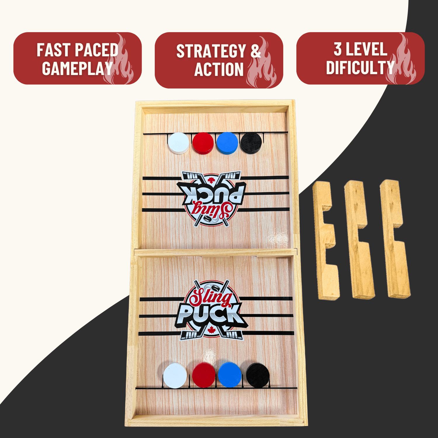 Tradeopia Jeu de Palet Rapide - 58 x 30 cm, avec 3 Portails Interchangeables