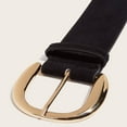 thumbnail image 4 of Retro Versatile Luxury Design Maillard Styles Trendy Suede Leather Wide Belt Business Waist Strap Pin Buckle Waistband Trouser Dress Belts GOLD BUCKLE BLACK BELT, 4 of 6
