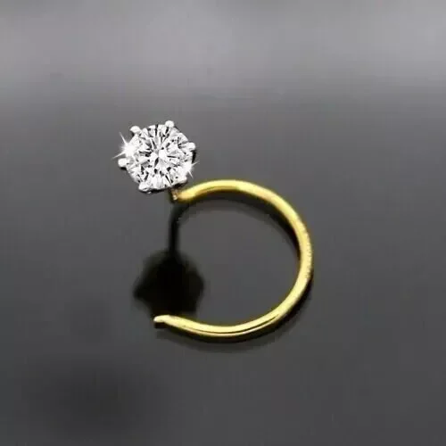 0.50Ct Round Cut Lab Created Diamond Women's Nose Pin 14K Yellow Gold Plated