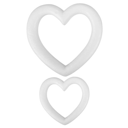 OUNONA 2Pcs White Foam Heart Shapes for Crafts Wedding Decorations Unpainted Heart Wreath Supplies