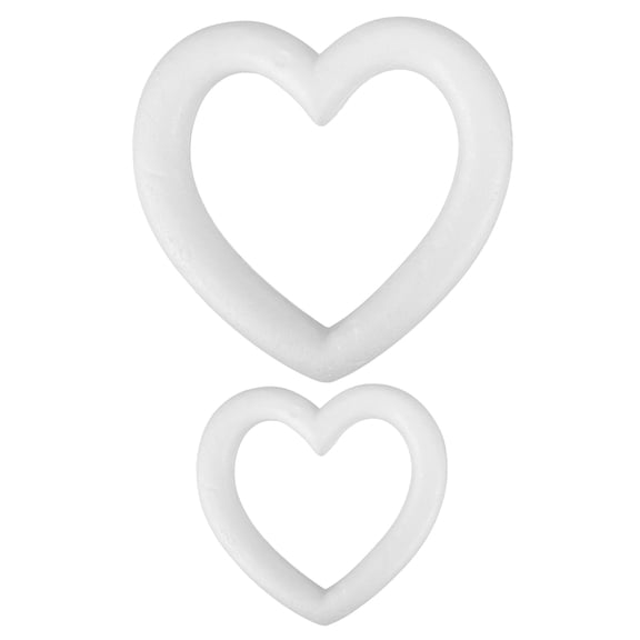 OUNONA 2Pcs White Foam Heart Shapes for Crafts Wedding Decorations Unpainted Heart Wreath Supplies