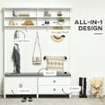 thumbnail image 3 of SSLZ Bench, Bench Rack, White Hall Tree with Storage Entryway Coat Accent Shelves, Cabinet and Drawers for Hallway, Mudroom,, 3 of 6