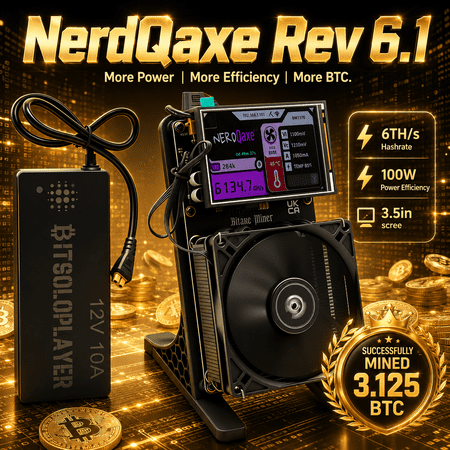 3.5in Screen Bitaxe NerdQaxe++ Rev 6.1 6TH/s Bitcoin Miner BM1370 ASIC 100W Solo Home Mining BTC BCH DGB Lottery Miner Black