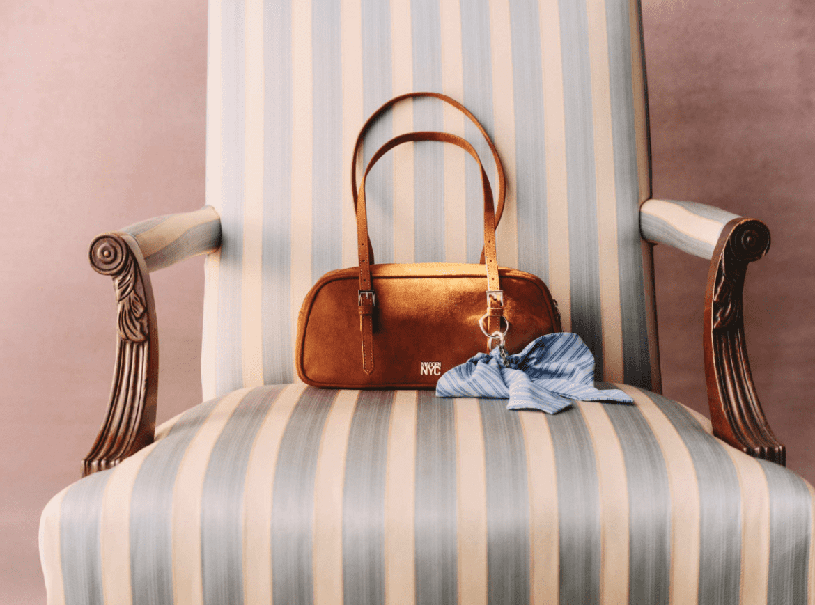 Madden NYC Women's Faux Suede East West Bowling Bag, Cognac