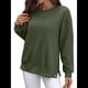thumbnail image 3 of Sudaderas de Gran Tamaño para Mujer, Sudaderas de Larga, Camisetas con Abertura Lateral, Tops, Conjuntos para Adolescentes. Verde L, 3 of 10