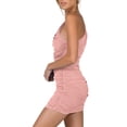 thumbnail image 4 of Women's Sexy One Shoulder Ruched Sleeveless Bodycon Stretchy Mini Pencil Club Dress Solid Color, 4 of 6