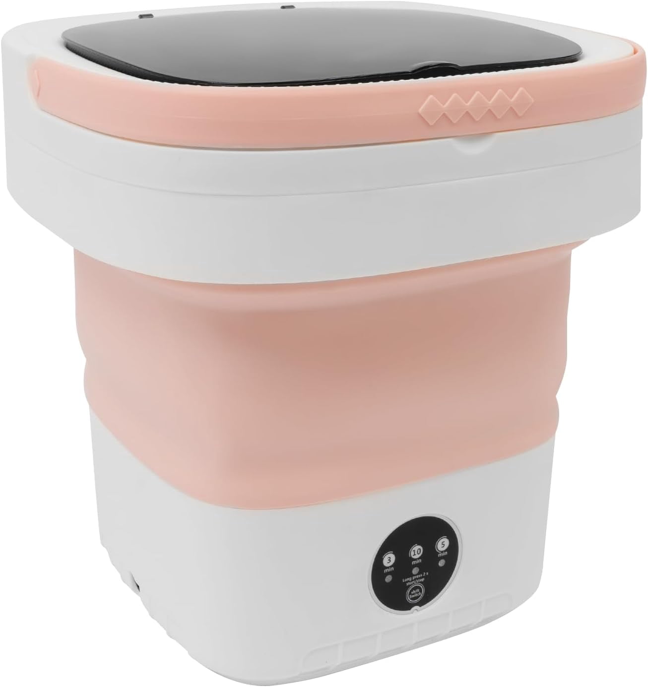 12L Portable Mini Washing Machine, Foldable Washer and Spin Dryer with Drainage Basket, Electric Collapsible Washing Machine for Apartment Camping, RV, Travel, Underwear, Socks (Pink)