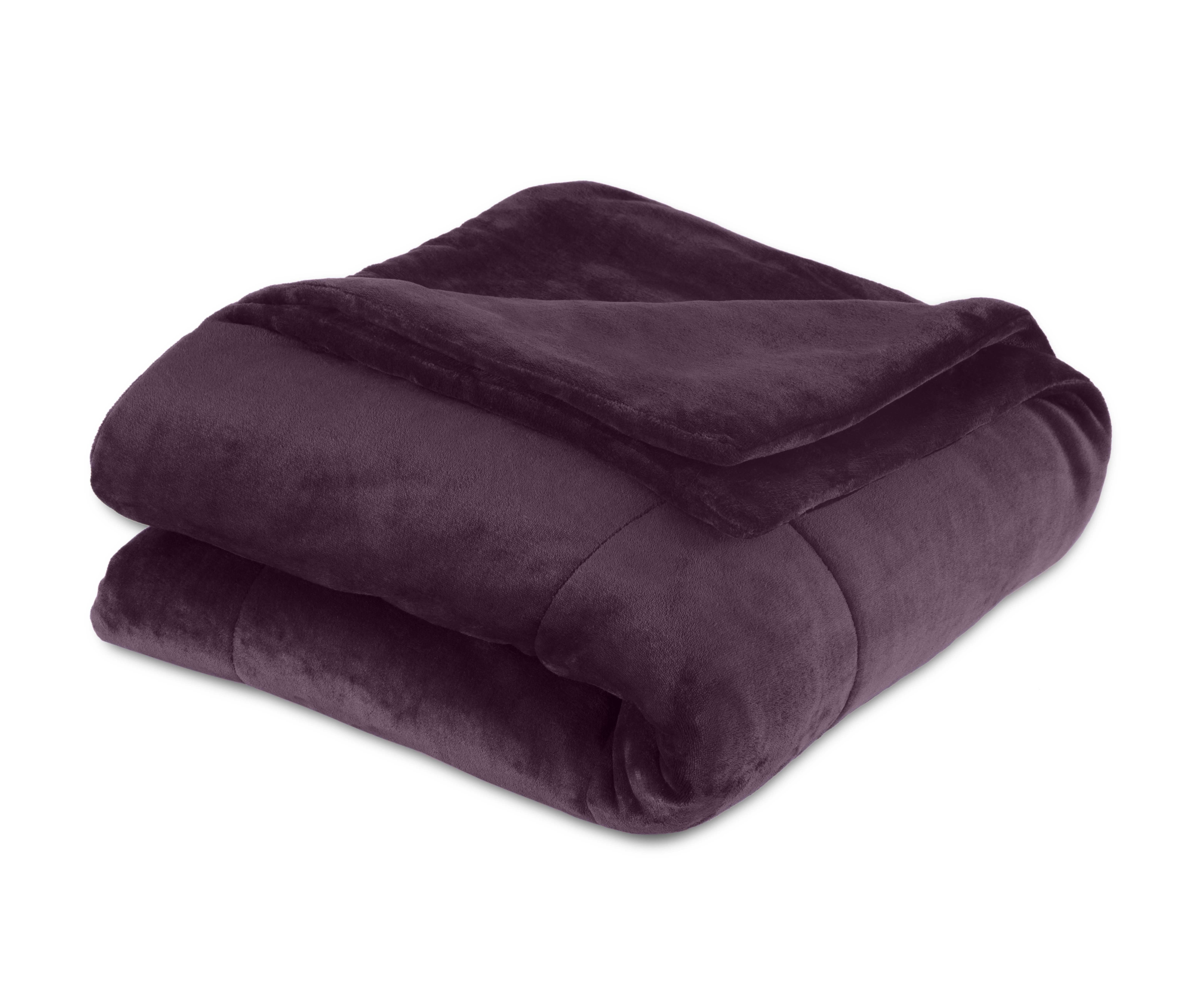 Vellux Plush Quilted Blanket, Queen, Purple