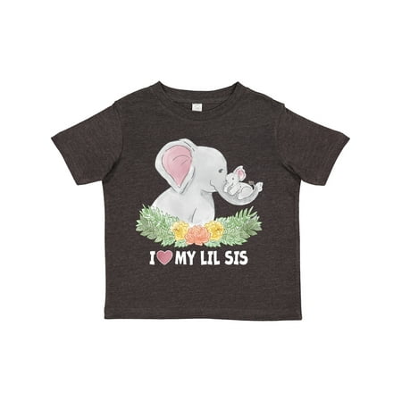 

Inktastic I Love My Lil Sis Elephants with Flowers Gift Toddler Boy or Toddler Girl T-Shirt