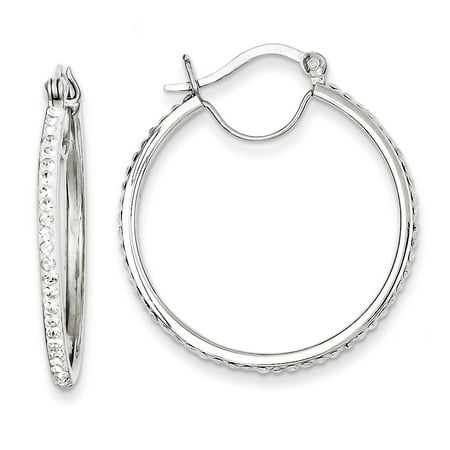 925 Sterling Silver White Swarovski Crystal Hoop Earrings Ear Hoops Set For Women 925 Sterling Silver White Swarovski Crystal Hoop Earrings Ear Hoops Set For Women