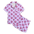 thumbnail image 5 of oqasdz 2 Piece Set Girls Pajamas For Kids Children Graphic Print Short Sleeve Button Shirt and Shorts Pajama Set/5-6 Years, 5 of 5