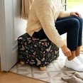thumbnail image 5 of SCRAWLGOD Butterfly Leaf Mushroom Floral Print Black Ottoman Cover, Stretch Square Ottoman Slipcovers Foot Stool Cover for Living Room, Folding Storage Furniture Protector, Machine Washable, 5 of 7