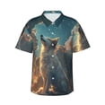 thumbnail image 2 of Yiaed Starry Sky Cloud Wolf Print Hawaiian Shirt for Men Short Sleeve Button Down Shirts Beach Shirts for Men-XX-Large, 2 of 5