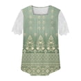 thumbnail image 4 of LYXSSBYX Womens T Shirts Graphic Tees Trendy Women's Fall and Summer Sexy Short Sleeved Neck Printed Color Lace Patchwork Fold T-Shirt Top Blouse, 4 of 5