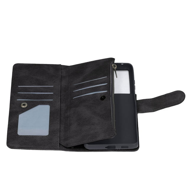 Multifunctional Phone Cover, Anti Theft Wallet Phone Case Closure With Built In Kickstand For Outdoor Travel Black