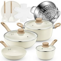 FOHERE 15 PCS Pots and Pans Set, Non-stick Ceramic Cookware Sets, Kitchen Induction Cooking Set