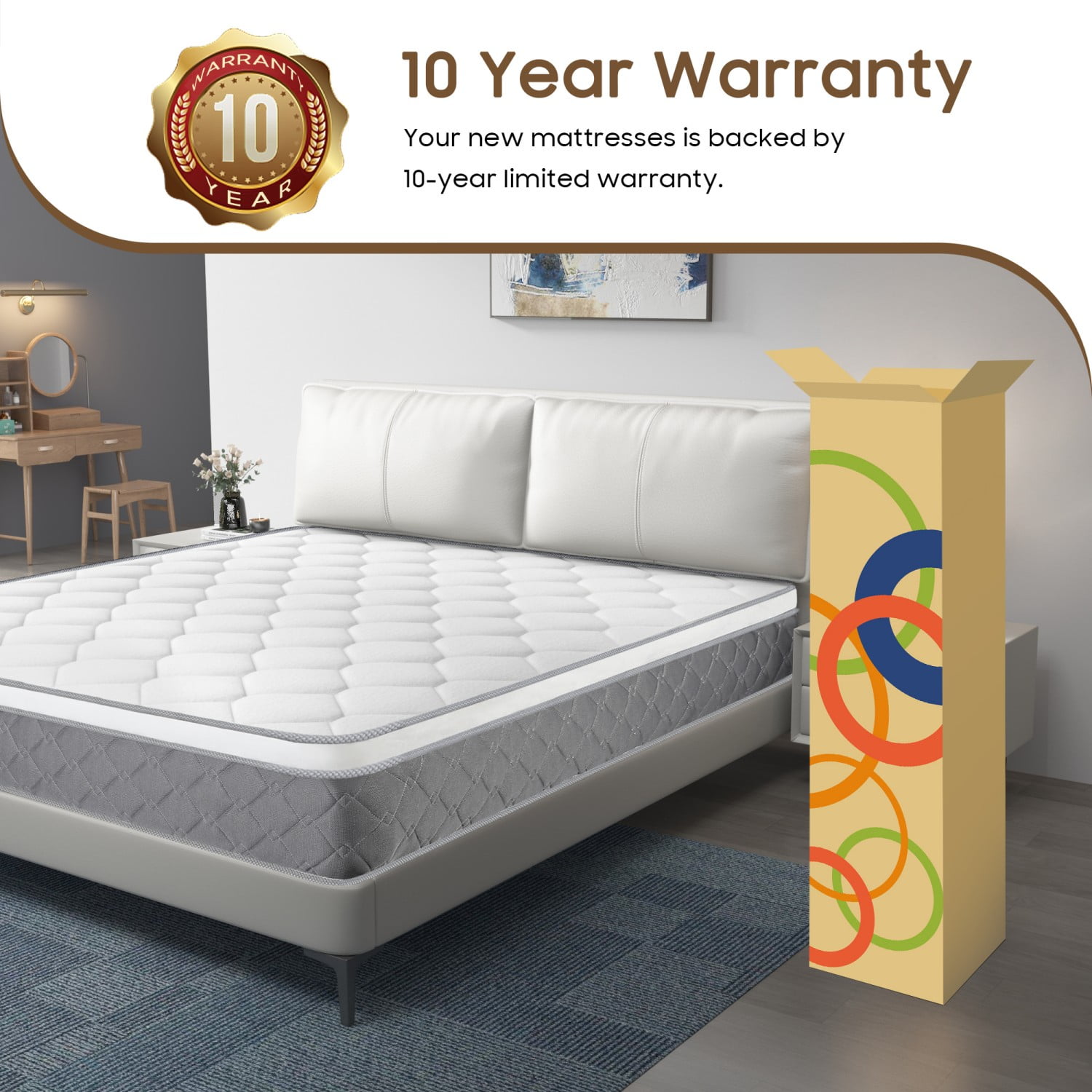 MEANDAROL Cooling Airflow 12" Twin Hybrid Mattress with Cooling Gel Memory Foam — Medium Tension,Individually Wrapped Pocket Springs,Boxed,Adult Exclusive