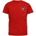 thumbnail image 1 of Boston Terrier Pocket Pet Red Adult T-Shirt, 1 of 1