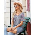 thumbnail image 5 of Zeagoo Womens Summer Top Casual V Neck Short Sleeve Floral Tee Shirts Ladies Tunic Tops for Legging, 5 of 6