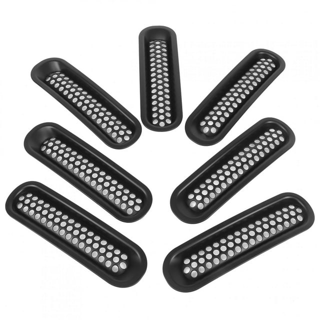 Parrilla Delantera Jadeshay 7 Piezas ABS Negro para Jeep Wrangler 2007-2018