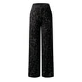 thumbnail image 6 of AOMPMSDX Women's Fashion Autumn And Winter Casual Pure Color Sequins High Waist Wide Leg Trousers Black S, 6 of 7