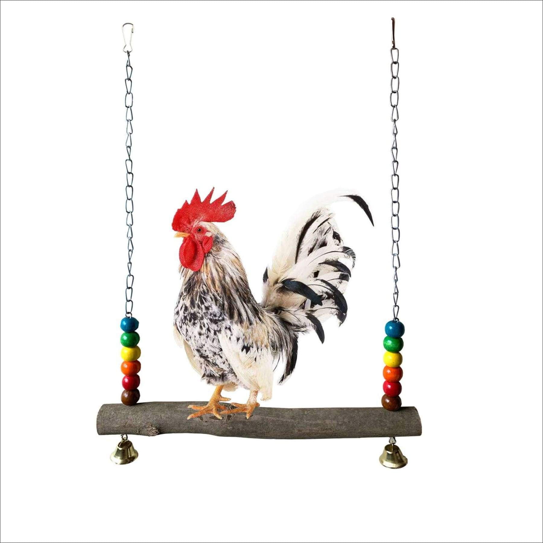 Vehomy Chicken Swing Natural Wooden Chicken Toy for Hens Handmade Bird